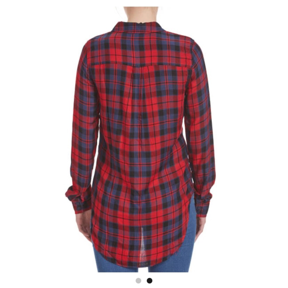 Pink rose red and navy blue flannel shirt womens medium
